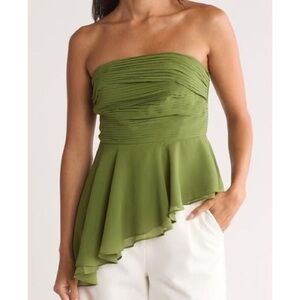 Nordstrom x Parker Delilah Olive Green Women's Strapless High Low Top